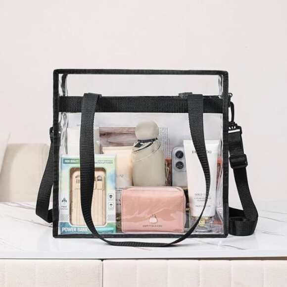 Clear Bags Stadium Approved Clear Tote Bag with Zipper Closure Crossbody - Picture 1 of 8